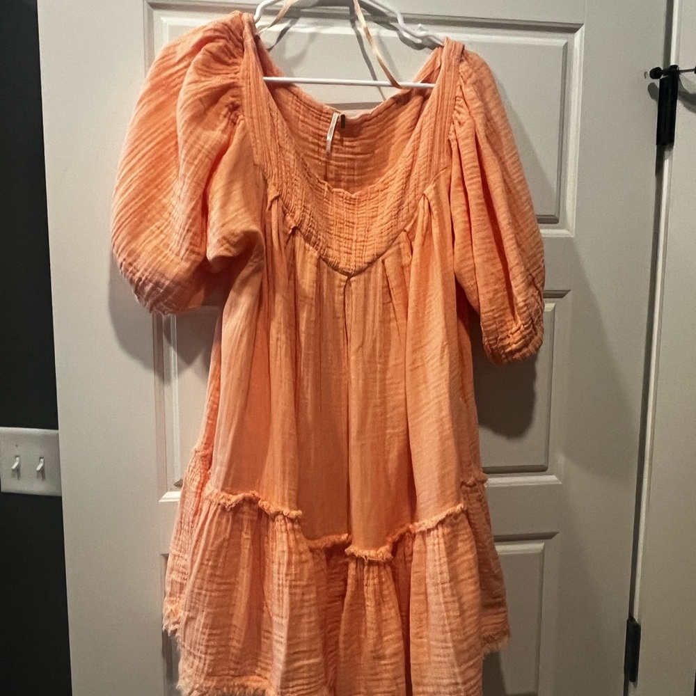 Orange Puff Sleeve Free People Dress